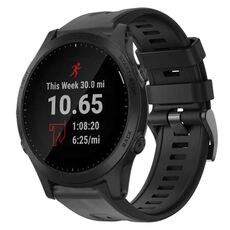 Per cinturino in silicone a tinta unita con fibbia in metallo Garmin Forerunner 945 (nero)
