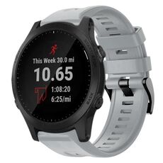 Per cinturino in silicone a tinta unita con fibbia in metallo Garmin Forerunner 945 (grigio)