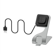 Per Fitbit Versa4 / Sense2 Supporto per caricabatterie magnetico portatile in metallo Lunghezza cavo: 1,5 m (grigio)