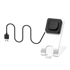 Per Fitbit Versa4 / Sense2 Supporto per caricabatterie magnetico portatile in metallo Lunghezza cavo: 1,5 m (argento)