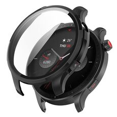 Per Amazfit GTR 4 / Amazfit GTR 4 Pro PC + Custodia protettiva integrata in vetro temperato (nero)