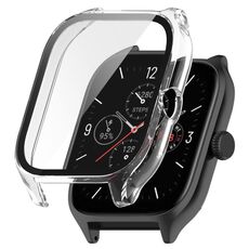 Per Amazfit GTS 4 PC + custodia protettiva integrata in vetro temperato (bianco trasparente)