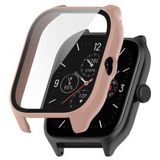 Per Amazfit GTS 4 PC + Custodia protettiva integrata in vetro temperato (rosa)