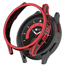 Per Samsung Galaxy Watch5 Pro 45mm Custodia protettiva per orologio bicolore con scultura sospesa con pellicola in vetro temperato (rosso)