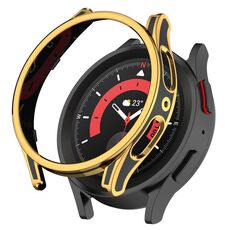 Per Samsung Galaxy Watch5 Custodia protettiva per orologio bicolore con scultura sospesa da 40 mm con pellicola in vetro temperato (oro rosa)
