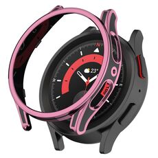 Per Samsung Galaxy Watch4 Custodia protettiva per orologio bicolore con scultura sospesa da 40 mm con pellicola in vetro temperato (rosa)