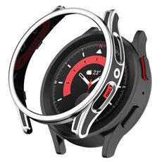 Per Samsung Galaxy Watch4 Custodia protettiva per orologio bicolore con scultura sospesa da 40 mm con pellicola in vetro temperato (argento)