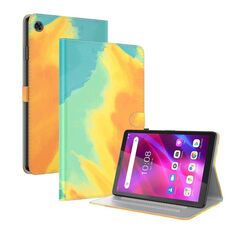 Per Lenovo Tab M7 3a generazione Custodia per tablet in pelle con motivo ad acquerello (foglie d'autunno)