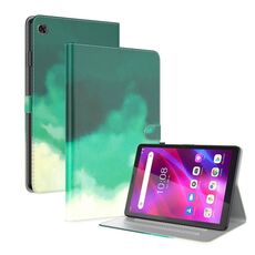 Per Lenovo Tab M7 3a generazione Custodia per tablet in pelle con motivo ad acquerello (verde ciano)