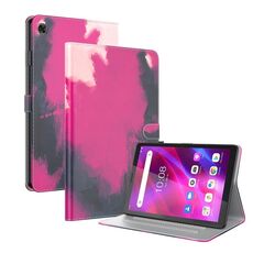 Per Lenovo Tab M7 3a generazione Custodia per tablet in pelle con motivo ad acquerello (colore bacca)