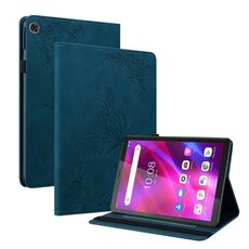 Per Lenovo Tab M7 3a generazione Custodia per tablet in pelle goffrata con fiori di farfalla (blu)
