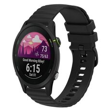 Per Garmin Forerunner 255S Cinturino per orologio in silicone a tinta unita ondulato da 18 mm (nero)