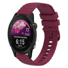 Per Garmin Forerunner 255S Music 18mm Cinturino in silicone a tinta unita punteggiato ondulato (rosso vino)