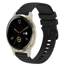 Per Garmin Venu 2S Cinturino per orologio in silicone a tinta unita ondulato da 18 mm (nero)