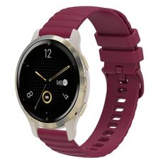 Per Garmin Venu 2S Cinturino per orologio in silicone a tinta unita ondulato da 18 mm (rosso vino)