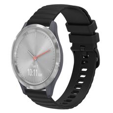 Per Garmin Vivomove 3S 18mm Cinturino in silicone a tinta unita ondulato (nero)