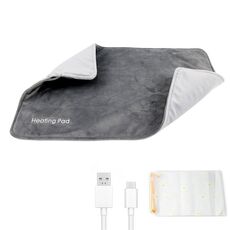 Coperta elettrica in grafene per fisioterapia a temperatura costante, colore: grigio + cavo TYPE-C