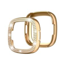 Per Fitbit Versa 4 / Sense 2 Cassa per PC con placcatura elettrolitica diamantata a doppia fila (oro rosa)