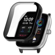 Per Amazfit GTS4 Mini PC + custodia protettiva integrata in vetro temperato (nero)