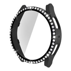 Per Samsung Galaxy Watch5 40 mm singola fila Diamond PC + cassa dell'orologio in vetro temperato (nero)