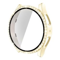 Per Samsung Galaxy Watch5 40 mm singola fila Diamond PC + cassa dell'orologio in vetro temperato (oro)