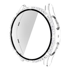 Per Samsung Galaxy Watch5 40mm Singola Fila Diamond PC + Cassa dell'orologio in vetro temperato (trasparente)