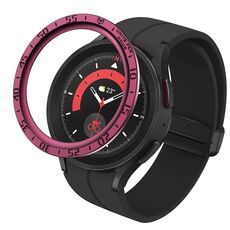 Per Samsung Galaxy Watch5 Pro 45mm A Style Quadrante Cornice protettiva in acciaio (rosso vino)