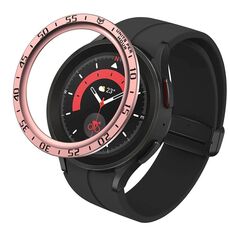 Per Samsung Galaxy Watch5 Pro 45mm A Style Quadrante Cornice protettiva in acciaio (rosa rosa)