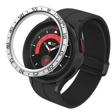 Per Samsung Galaxy Watch5 Pro 45mm A Style Quadrante Cornice protettiva in acciaio (argento)