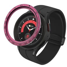 Per Samsung Galaxy Watch5 Pro 45mm E Style Quadrante Cornice protettiva in acciaio (rosso vino)