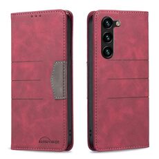 Per Samsung Galaxy S23 + 5G BF10 Custodia per telefono in pelle magnetica a blocchi di colore (rosso)