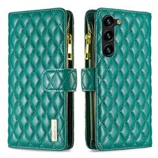 Per Samsung Galaxy S23 + 5G Diamond Lattice Zipper Portafoglio in pelle Flip Phone Case (verde)