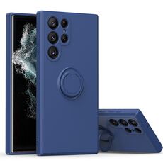 Per Samsung Galaxy S23 Plus 5G Ring Kickstand TPU Custodia per telefono in silicone (blu scuro)