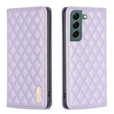 Per Samsung Galaxy S22 + 5G Diamond Lattice Custodia magnetica in pelle per telefono (viola)