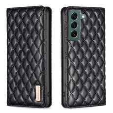 Per Samsung Galaxy S22 + 5G Diamond Lattice Custodia magnetica in pelle per telefono (nero)