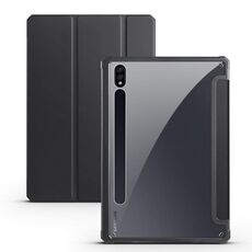Per Samsung Galaxy Tab S7 + Custodia per tablet in pelle intelligente 3 pieghevoli in acrilico (nero)