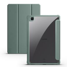Per Samsung Galaxy Tab S6 Lite Custodia per tablet in pelle acrilica 3 pieghevoli (verde scuro)