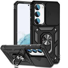 Per Samsung Galaxy S23 5G Custodia per telefono con supporto scorrevole Camshield (nero)