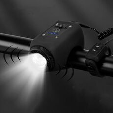Campanello ad alta decibel impermeabile ricaricabile per bicicletta 2 in 1 con luce di evidenziazione (nero)