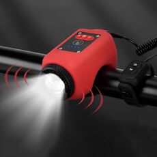 Campanello ad alta decibel impermeabile ricaricabile per bicicletta 2 in 1 con luce di evidenziazione (rosso)