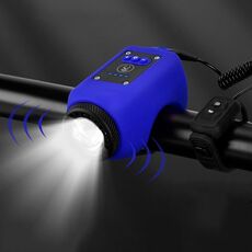 Campanello ad alta decibel impermeabile ricaricabile per bicicletta 2 in 1 con luce di evidenziazione (blu)