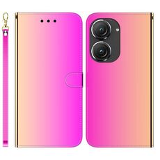 Per Asus Zenfone 9 Custodia per telefono in pelle con superficie a specchio imitata (colore sfumato)
