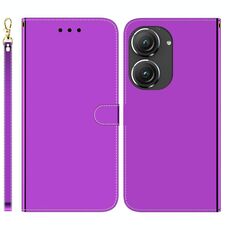 Per Asus Zenfone 9 Custodia per telefono in pelle con superficie a specchio imitata (viola)