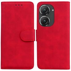 Per Asus Zenfone 9 Skin Feel Pure Color Flip Custodia in pelle per telefono (rosso)