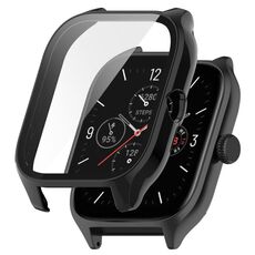Per Amazfit GTS 4 PC + custodia protettiva integrata in vetro temperato (nero)