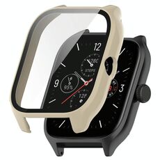 Per Amazfit GTS 4 PC + custodia protettiva integrata in vetro temperato (bianco avorio)