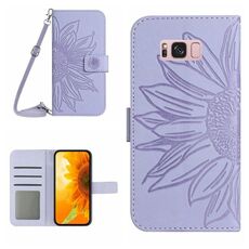 Per Samsung Galaxy S8 + Skin Feel Sun Flower Pattern Flip Custodia in pelle con cordino (viola)