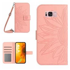 Per Samsung Galaxy S8 + Skin Feel Sun Flower Pattern Flip Custodia in pelle per telefono con cordino (rosa)