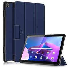 Per Lenovo Tab M10 10.1 3a generazione 3-folding Magnetic Buckle Custer Texture Smart Tablet Case (blu scuro)