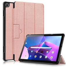 Per Lenovo Tab M10 10.1 3a generazione 3-folding Magnetic Buckle Custer Texture Smart Tablet Case (oro rosa)